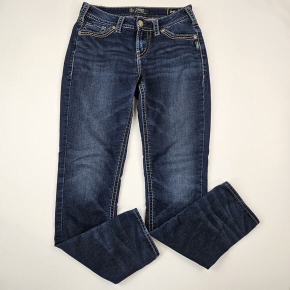 Silver Jeans Denim - Silver Suki Mid Pencil Skinny Jeans Womens 28 Joga Dark Wash Denim Mid-Rise Blue